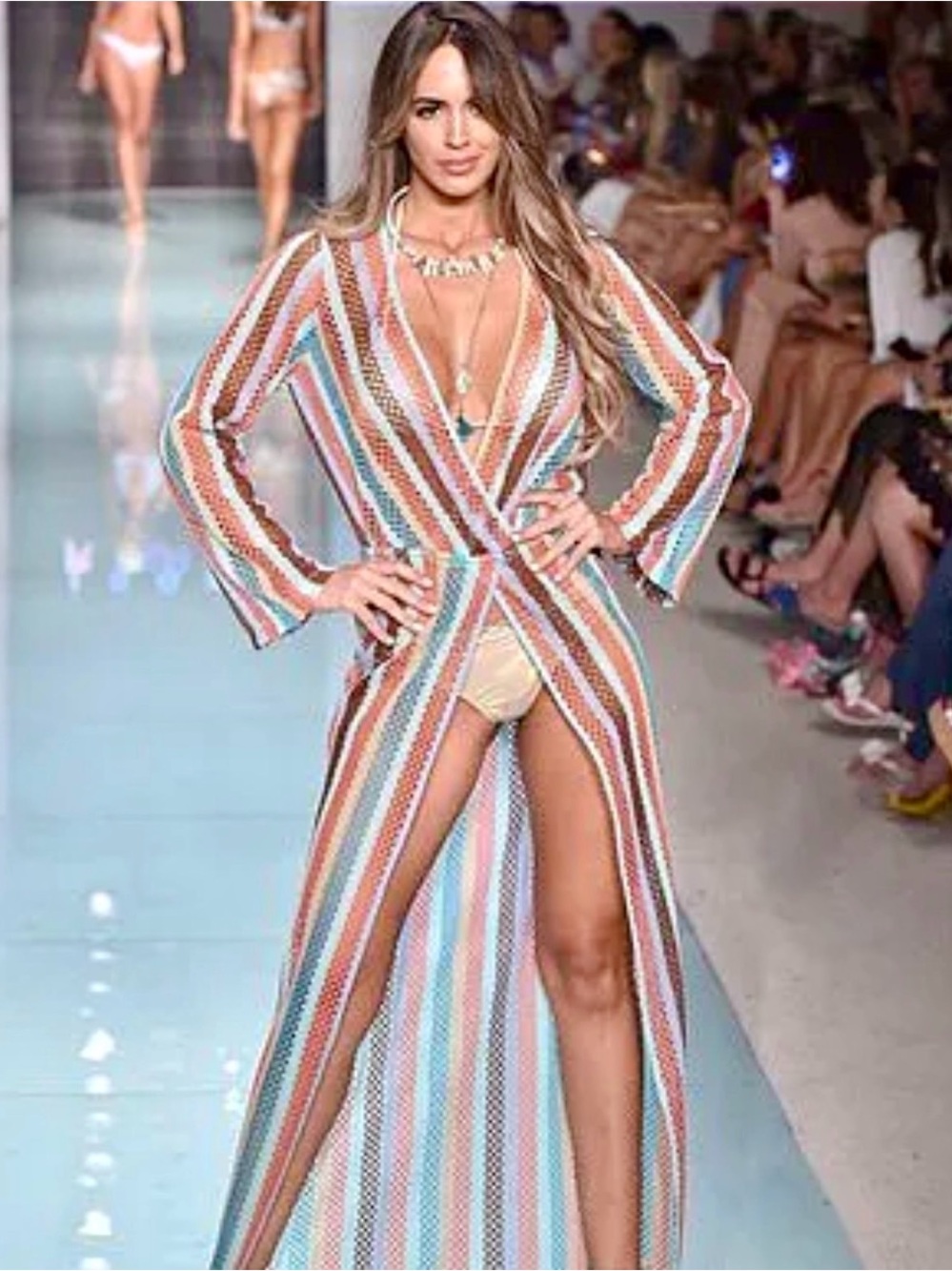 Luli Fama La Gloria Cubana Maxi Dress Cover-Up XS Multicolor Crochet Resort Wear